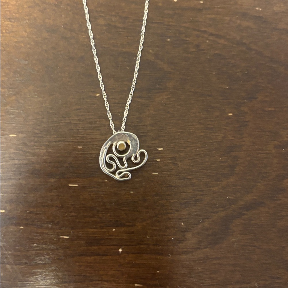 Judith Haas Silver Swirl Pendant Necklace with Gold Dot
